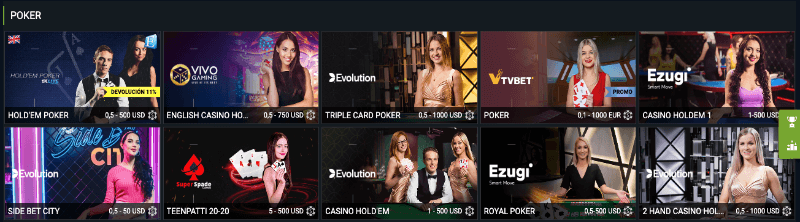 1xBet casino: poker en vivo