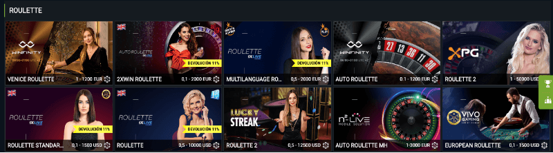 1xBet casino: ruleta en vivo