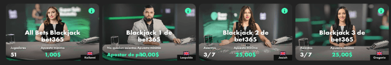 Bet365 casino: blackjack en vivo
