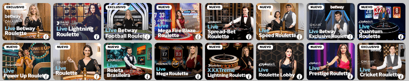 betway casino: ruletas en vivo