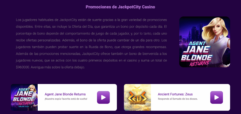 JackpotCity promociones