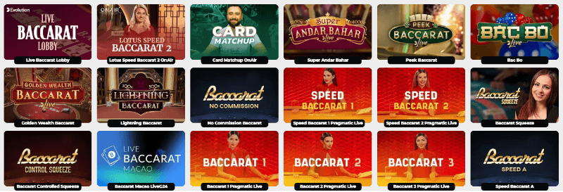 Energy Casino: baccarat en vivo