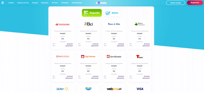 Nomini: métodos de pago