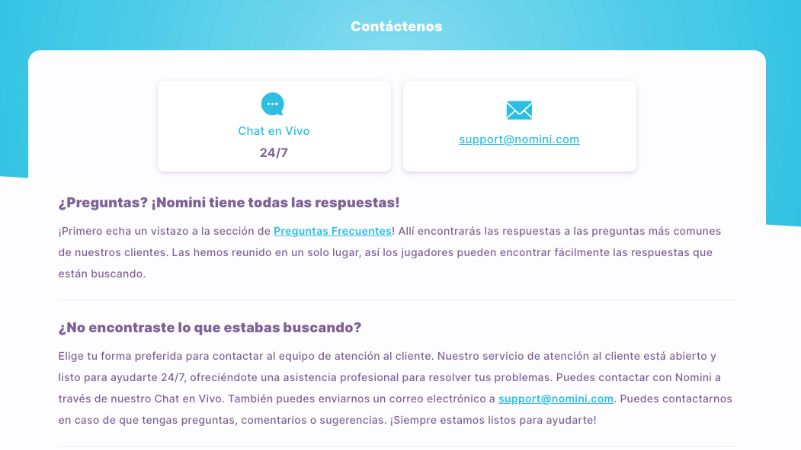 Nomini: servicio al cliente