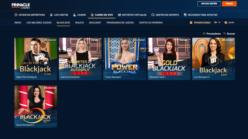 Pinnacle Casino: blackjack en vivo