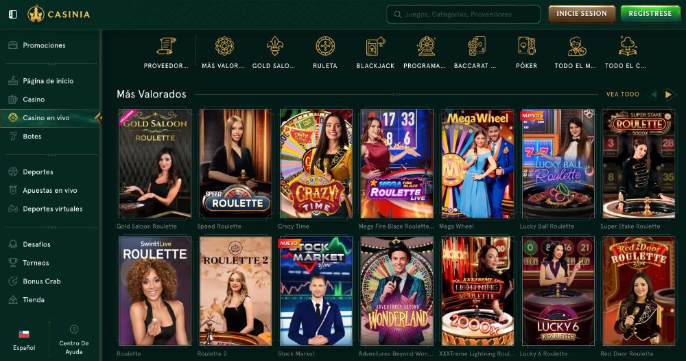 Casinia casino en vivo